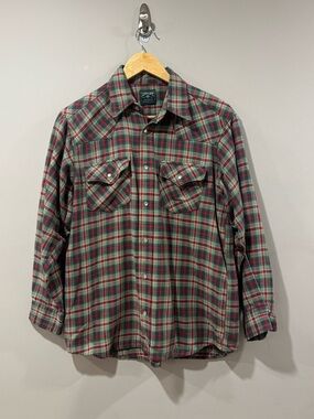 Vintage Levi’s Pearl Snap Western Plaid Shirt – Men’s M